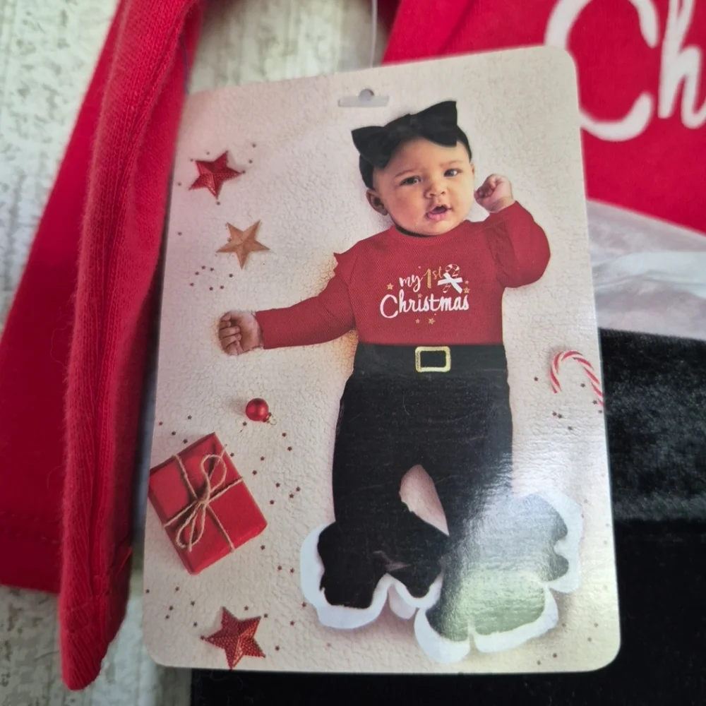 NWT Baby Essentials Size 9 Months Girls Christmas Outfit